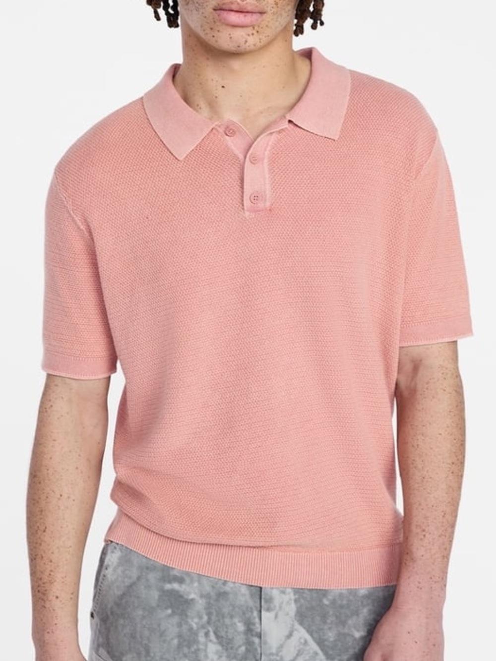 No Boundaries Mesh Sweater Knit Polo, “Coral Castle”